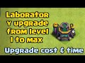 COC Laboratory costly upgrade level 1 to max level upgrade cost and time