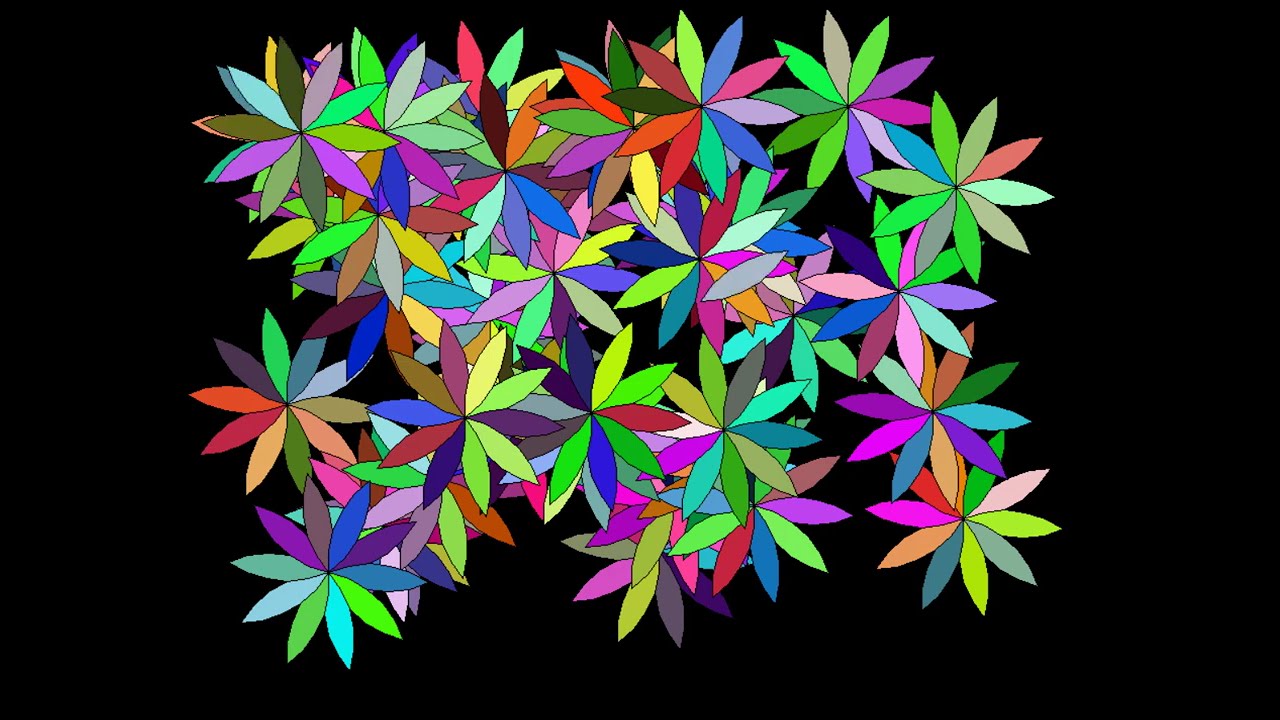 Python Turtle Graphics Art | Design | Flowers | Comment how many flowers are visible on the screen.