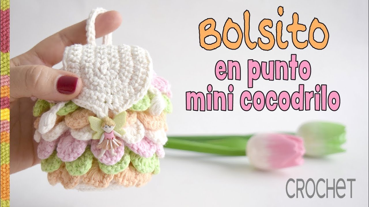 Mochila pequeña a crochet en punto mini cocodrilo Tejiendo Perú - YouTube