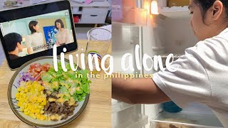 living alone vlog philippines 🌱 realistic 1,5k budget grocery shopping, ref restock, simple meals