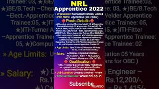 Nrl Apprentice 2022  Nrl Recruitment 2022 shorts upsc govtjobs ssc