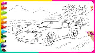 Coloring LEGENDARY classic LAMBORGHINI Miura 🔥Satisfying Coloring Pages