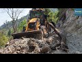 Log Hit the Backhoe-Hilly Narrow Rough Road Clearing-JCB Backhoe Loader