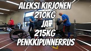 Aleksi Kirjonen bench press-penkkipunnerrus 215kg