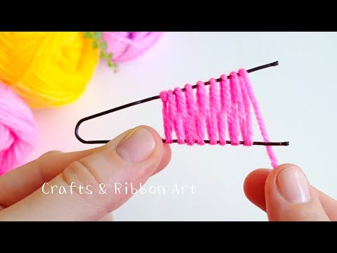 Amazing Trick With Hair Pin - Super Easy Woolen Craft Ideas - Diy Beautiful Woolen Flowers