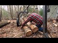 Off grid cabin projectcutting logs pulling stumps and my new log arch