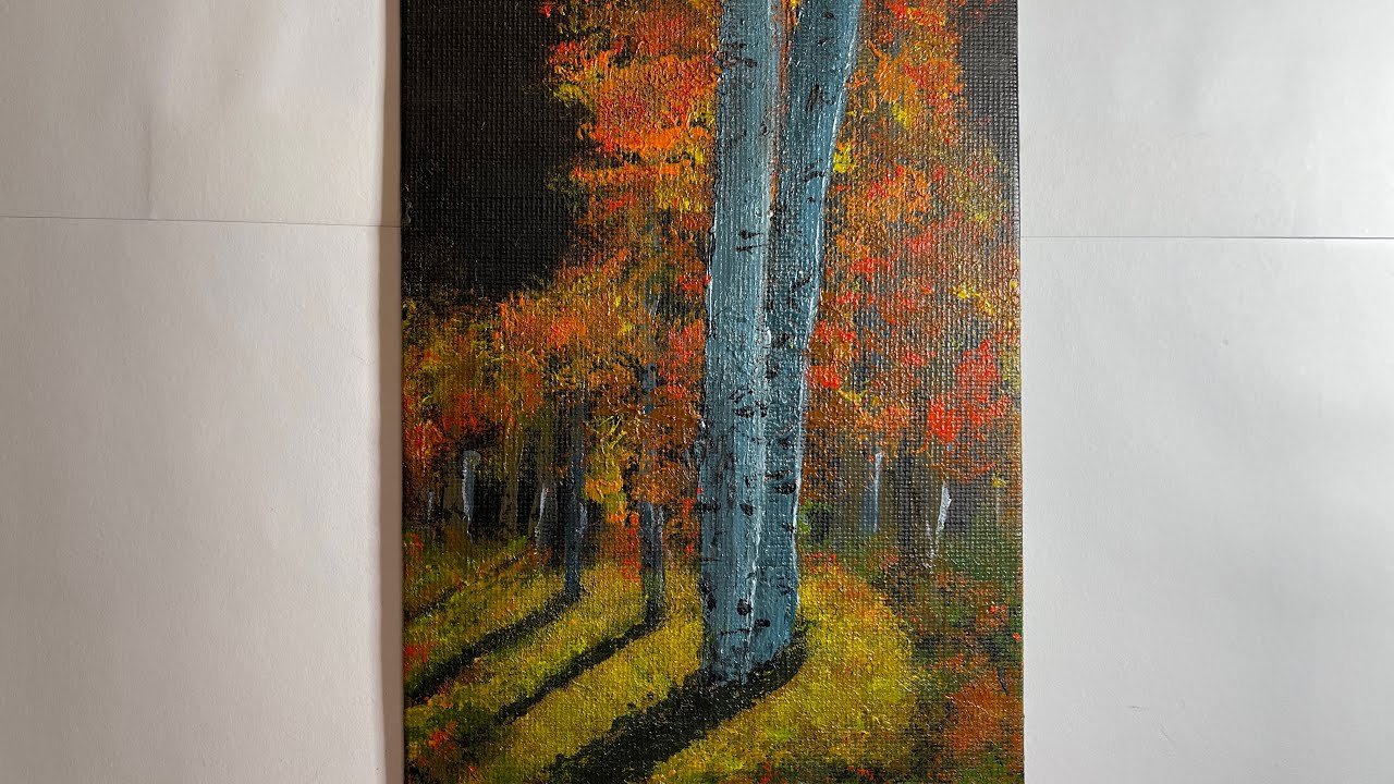 Fall 5 x 7 Acrylic painting Inspired by Joony art YouTube