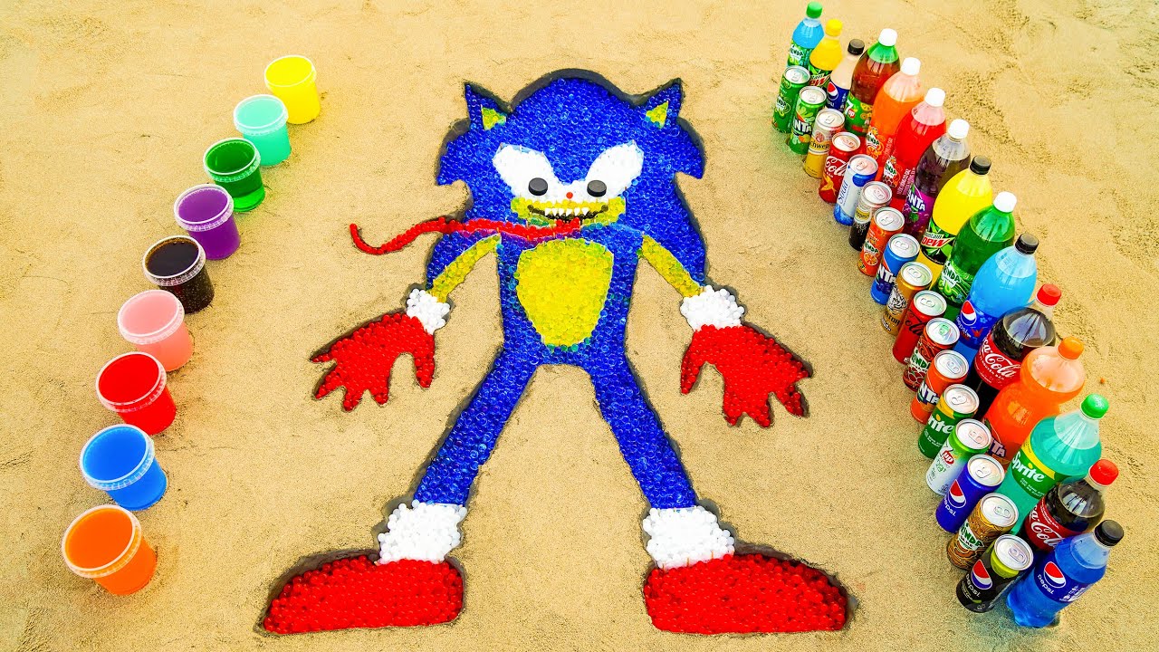 How to make Rainbow Sonic with Orbeez Water Beads from Fanta Coca Cola vs Mentos and Popular Sodas