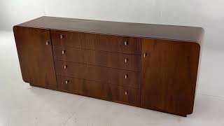 Founders Mid Century Walnut and Chrome Lowboy Dresser