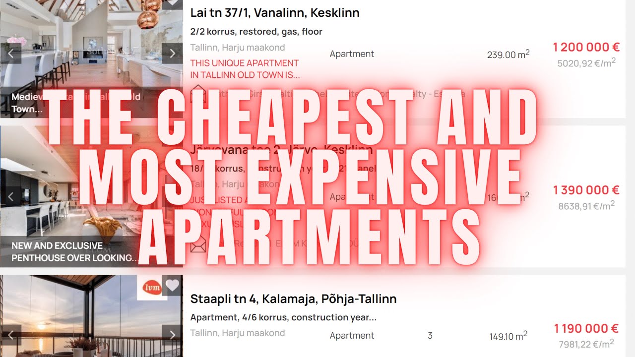 The cheapest and most expensive apartments in Tallinn January 2022 