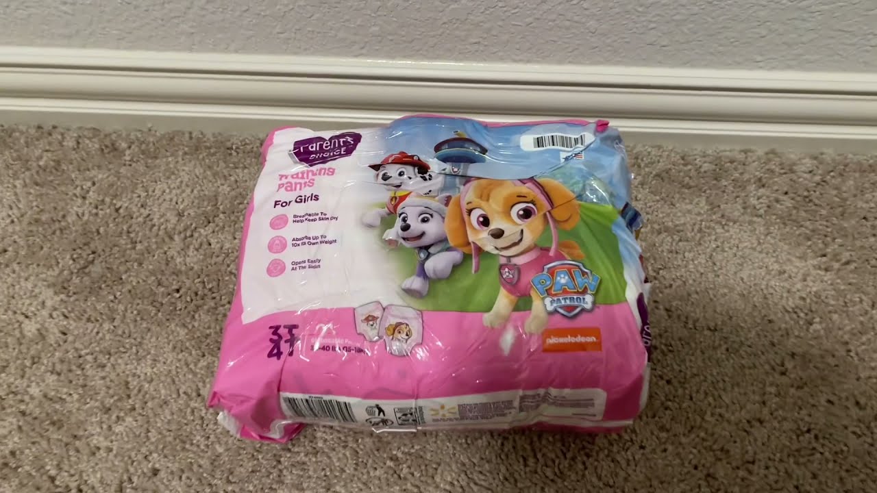 Parents Choice Paw Patrol Pull-Ups Diapers! Unboxing & Review! For Girls  (3T-4T) 