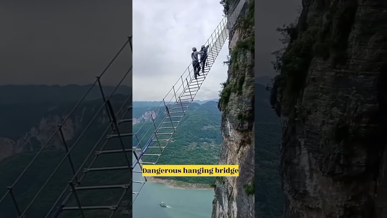 Most dangerous hanging bridge 🥱🥱 