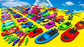 GTA V Mods Stunt Car Racing Challenge By SPIDER-MAN With Amazing Super Cars Motocycle Plane And Boat screenshot 2