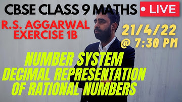 Decimal Representation of Rational Number | Number System | Exercise 1B | R S Aggarwal | Class 9