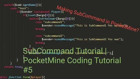 SubCommand Tutorial | PocketMine Coding Tutorial #5