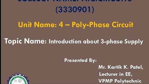 INTRODUCTION ABOUT 3 PHASE SUPPLY | ACC | 3330901 | MR. KARTIK K. PATEL