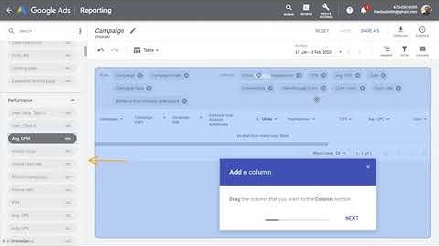 Creating a Predefined Report on GoogleAds Expert Mode ; Managing your Row and Columns