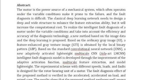 A GTI&Ada Act LMCNN Method for Intelligent Fault Diagnosis of Motor Rotor Bearing Unit Under Variabl