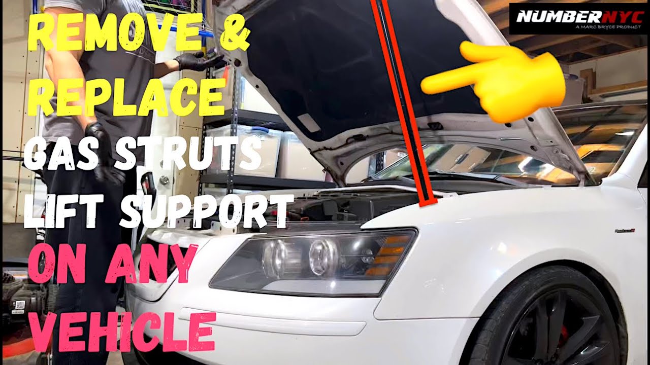 Remove & Replace your engine hood gas struts lift support in