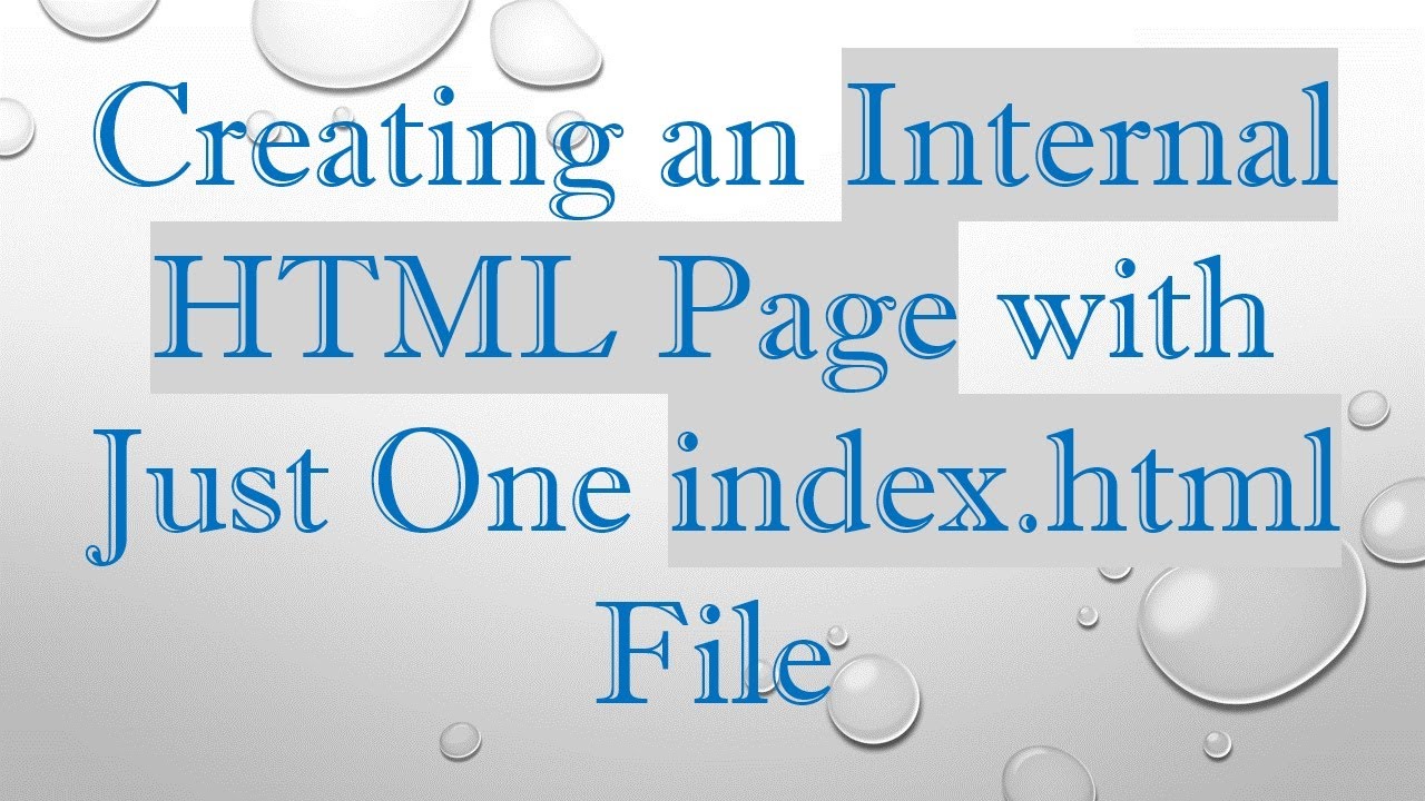 Creating an Internal HTML Page with Just One index.html File - YouTube
