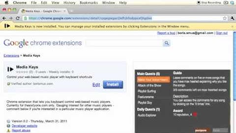 Chrome Media Keyboard Shortcut Extension