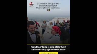Pamukkale’de Dış Çekime Gittiler,Turist Kafilesinin Takı Yağmuruna Tutuldular