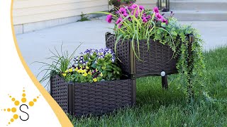 Sunnydaze Outdoor Self-Watering Raised Garden Beds - Brown-IEO-385