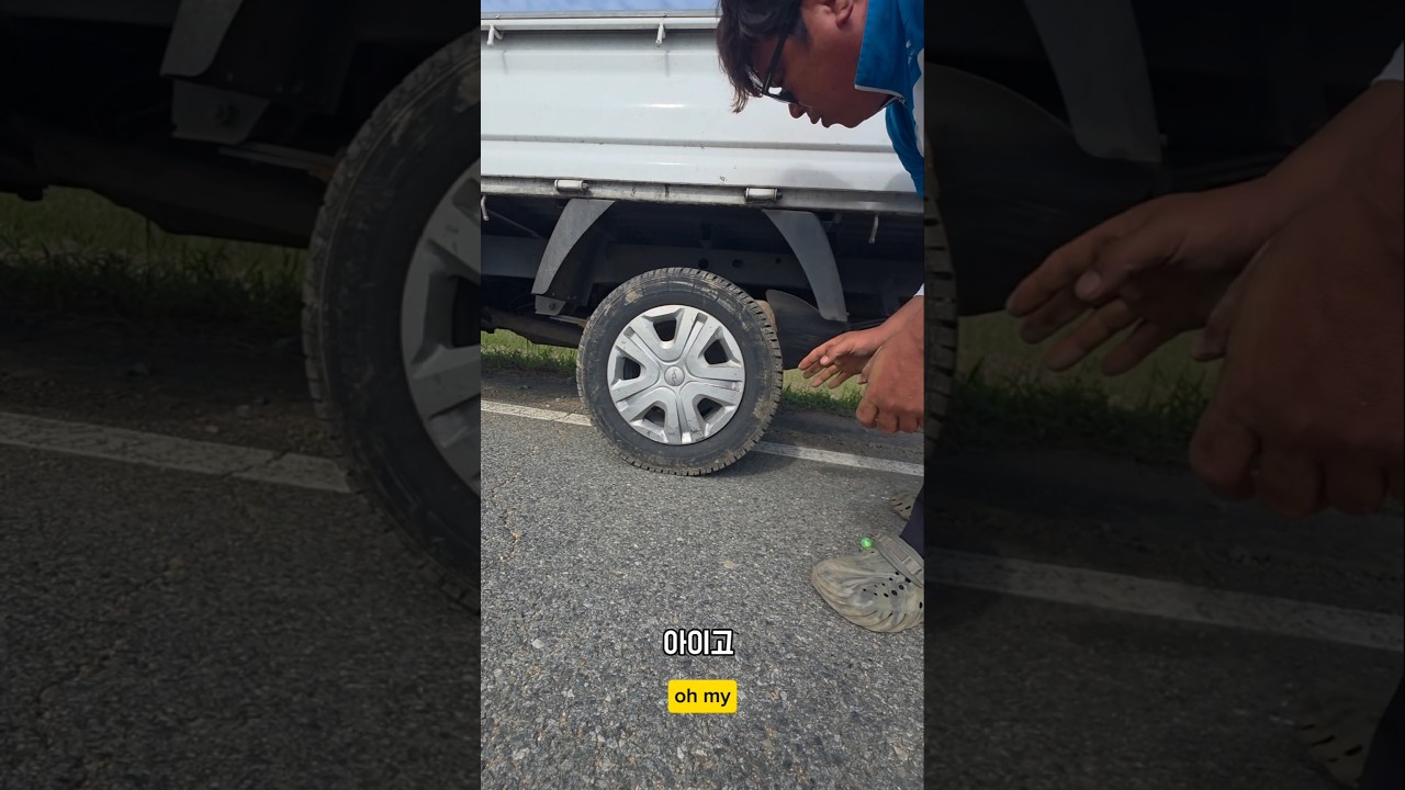 타이어에 낀 돌 #남해 #화물차 #타이어 #시금치 #시골생활 #경상도사투리 #농사