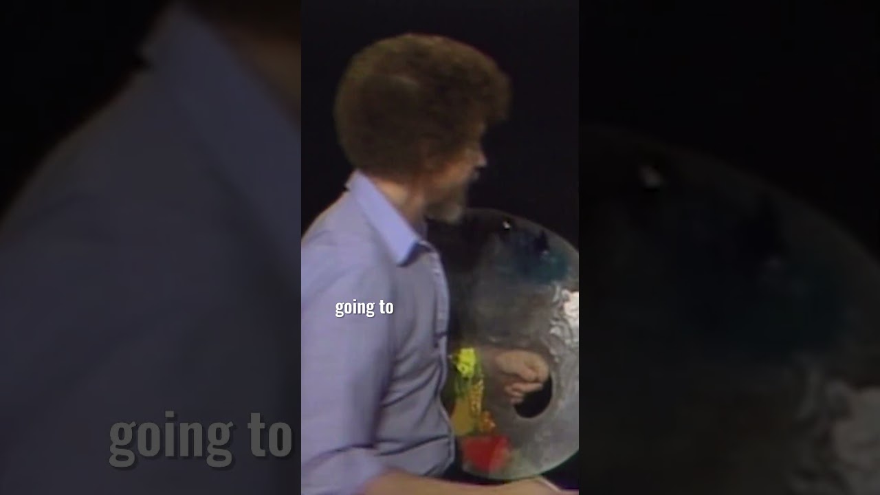 Bob Ross paints a mean sky into his painting #paintlikebobross #bobross #asmr #oilpainting #paint
