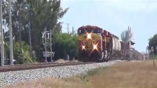 Freight train and passenger train MEET - FEC 202-14 - BLF704 [Orange] - 3/14/20