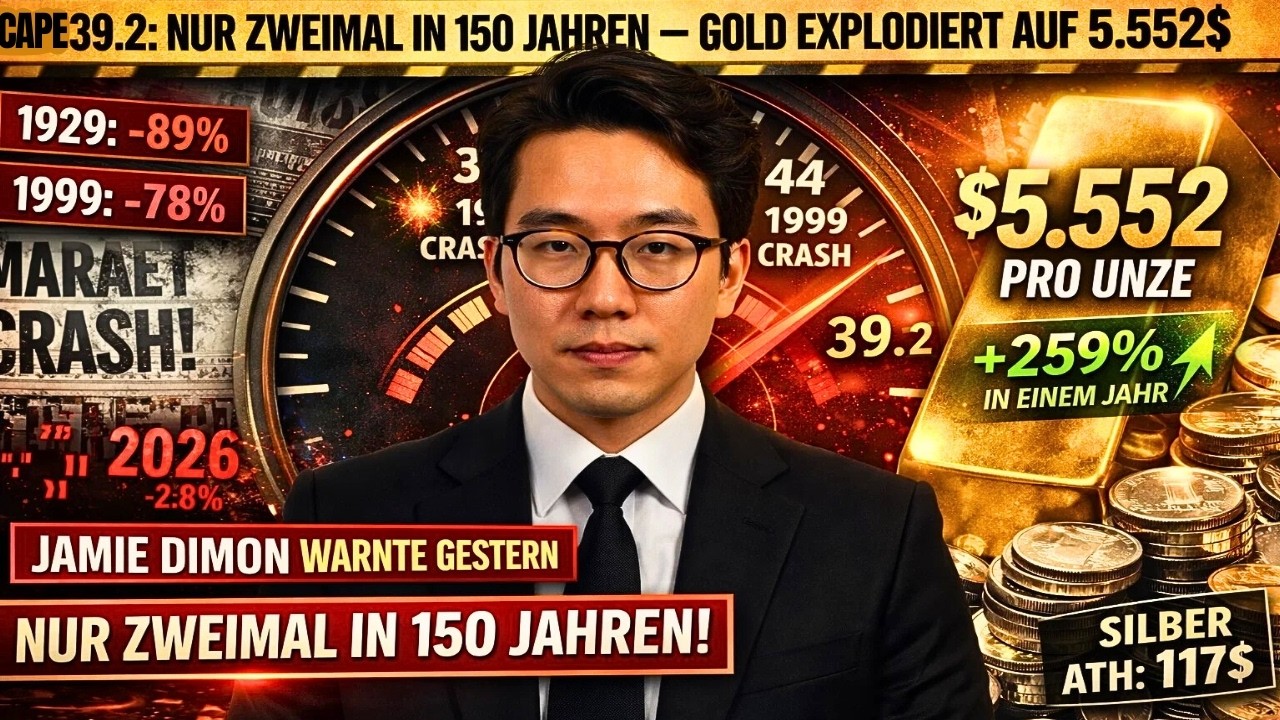 CAPE 39.2: Nur zweimal in 150 Jahren–Jamie Dimon warnt gestern–Gold explodiert auf 5.552$ (Zeitplan)