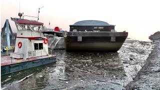 Barge Crashes into Markland Locks, Army Corps Workboat