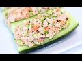 Tuna + Veggie Salad Cucumber Boats