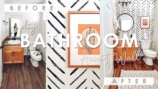 HALF BATHROOM MAKEOVER with EASY DIY ACCENT WALL | Faux Wallpaper