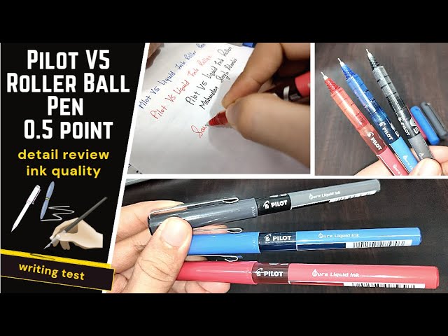 Pilot V5 Liquid Ink Roller Ball Pen - 1Blue + 1Black + 1Red writing review  and 0.5 fine tip. 