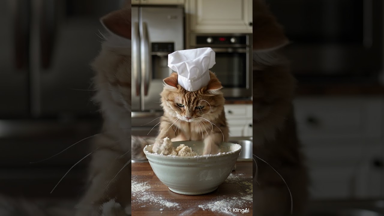 Funny Cat Baking in the Kitchen 🐱👩‍🍳 | Flour Everywhere | AI
