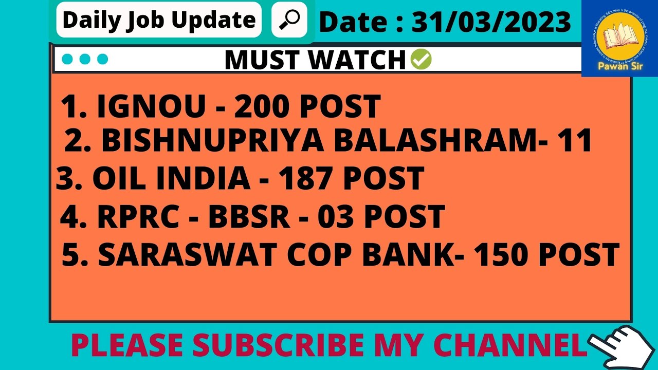 Job Update 31st March 2023 Stay Tuned For Tomorrow YouTube Job Update 31st March 2023 Stay Tuned For Tomorrow YouTube