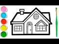 House Coloring Page for kids and toddlers | learn how to color house