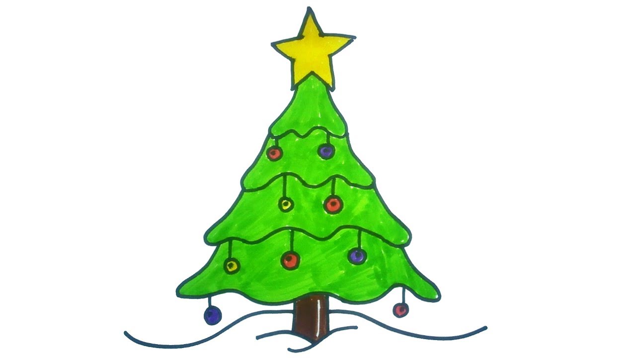 Very Easy How To Draw A Christmas Tree Easy And Cute Art On