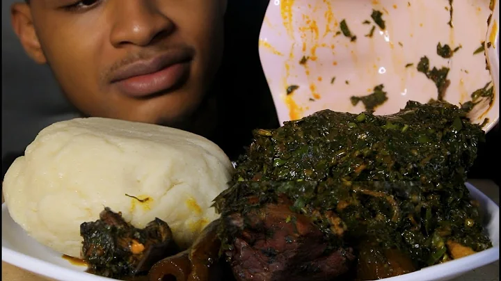 ASMR Nigerian Fufu & Edikaikong Soup Mukbang | Cow Skin, Beef &Goat Meat | Eating Sounds(talking)