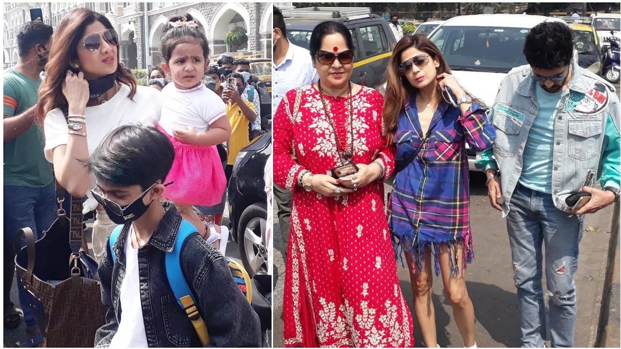 Shilpa Shetty Kundra with family off to Alibaug for Shamisha 's BDay via 🚤 Seen at Gateway of India.