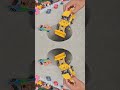 Yellow jcb pushing yellow orange blue and green car in pit ditch #tractor #jcb #toys #shorts