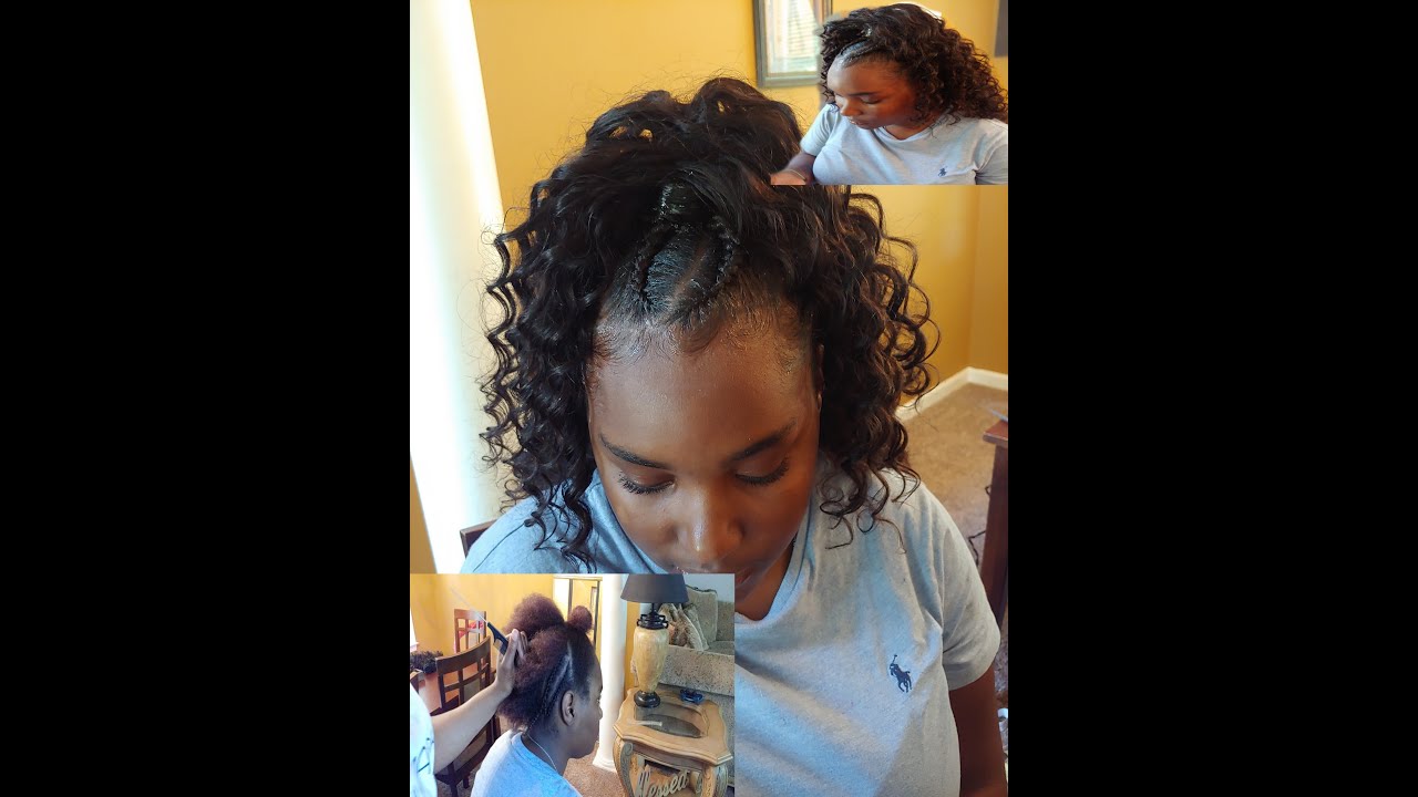 Half Up Half Down Sew In With Feedin In The Front YouTube