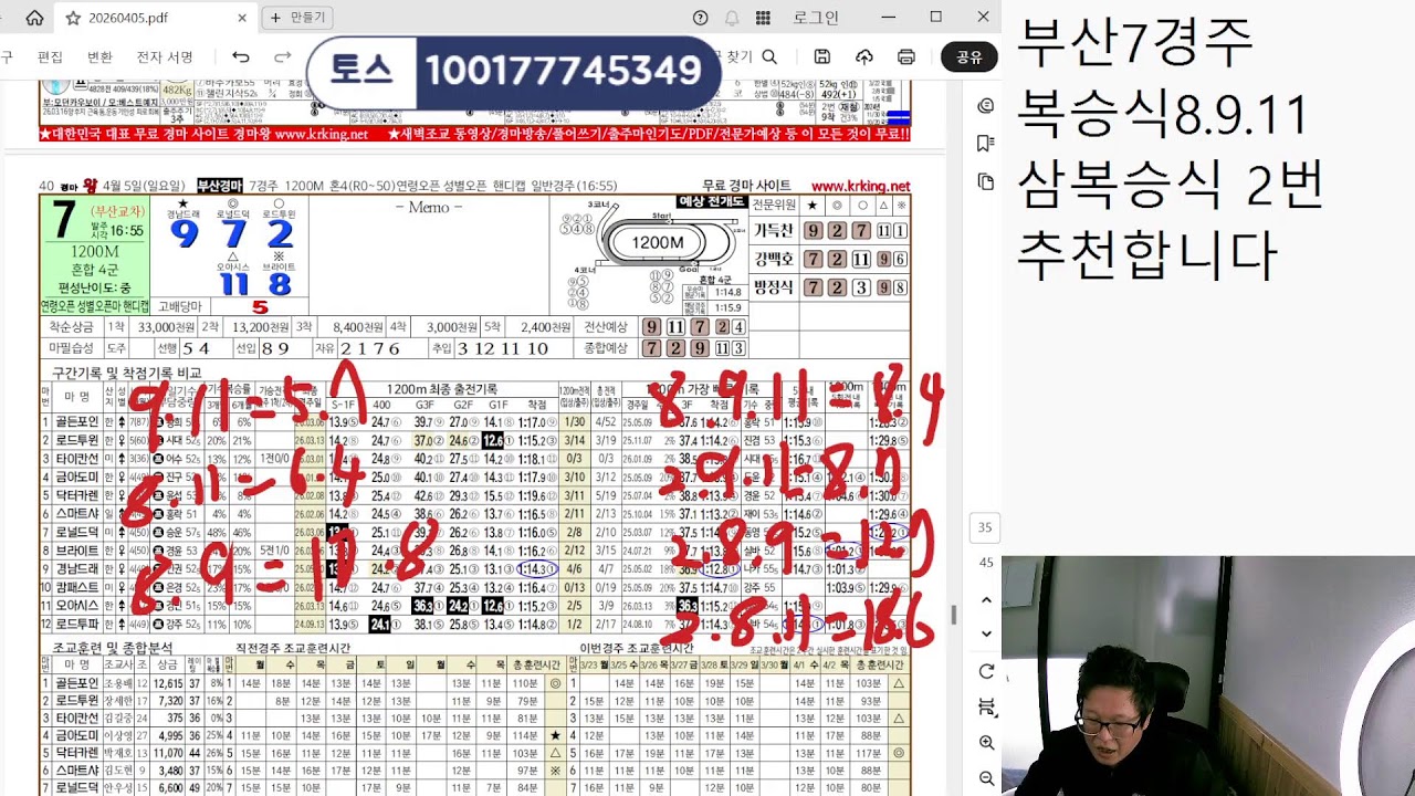 4월 5일 일요일 서울,부산 경마예상 방송 고배당 적중을 향하여~