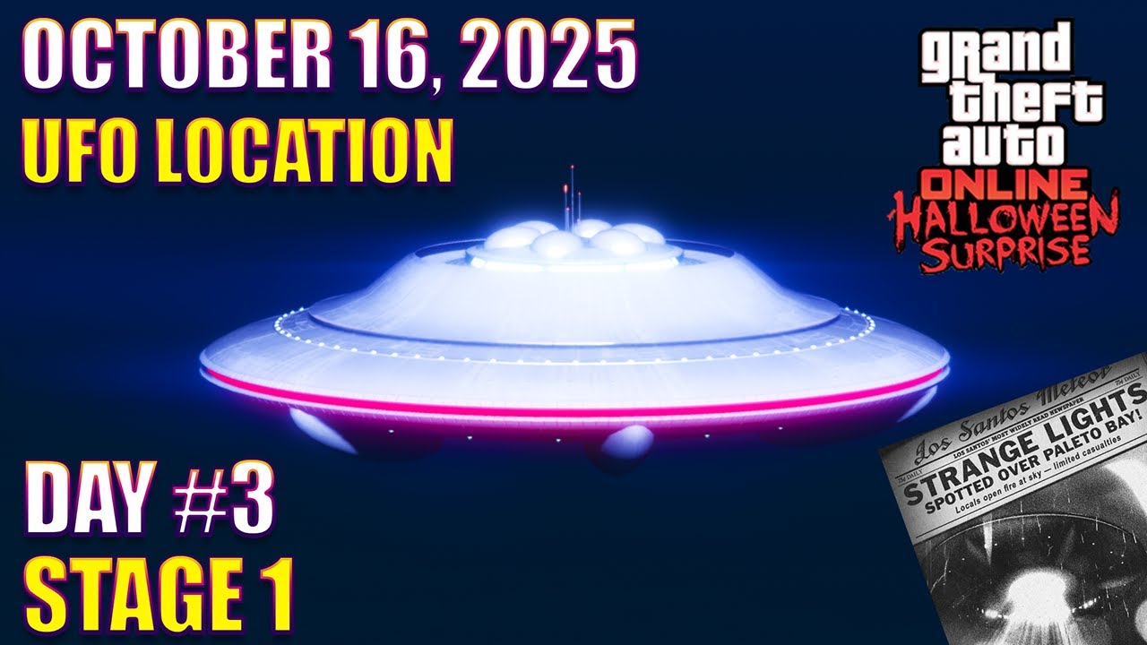 UFO Location Day #3 October 16, 2025: Photograph UFOs for Omega! Alien Invasion Event in GTA Online