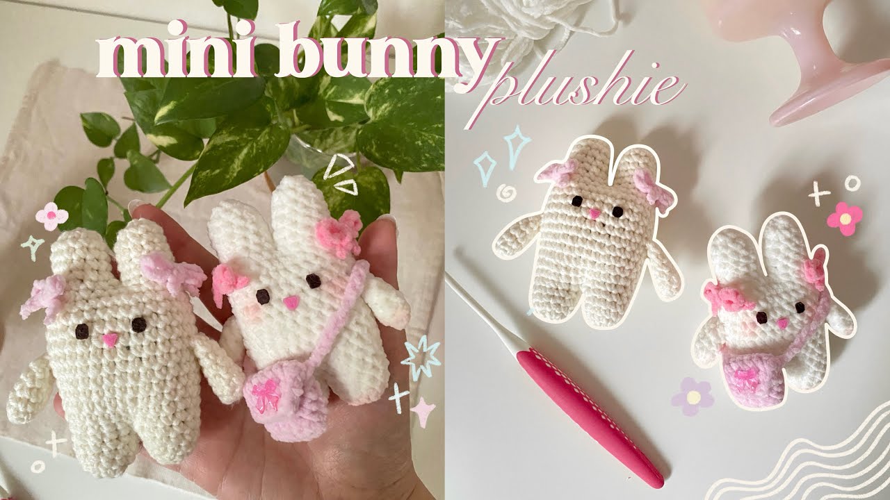 (NO MAGIC RING & LOW SEW) How to crochet cute mini bunny plushie | beginner-friendly tutorial