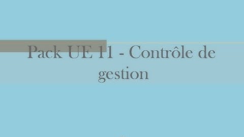 Pack UE 11 - Contrôle de gestion