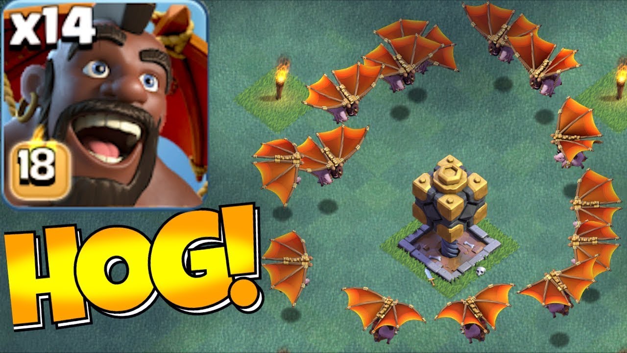 HoG GliDeR TrOLL 😀 RaiD!! X18 "Clash Of Clans" All Hog Gliders XD