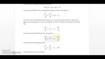 Calculus 3 Traces of Quadric Surfaces