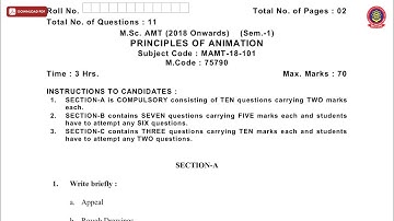 MSCAMT 1ST SEM PRINCIPLES OF ANIMATION NOV 2019 | PTU